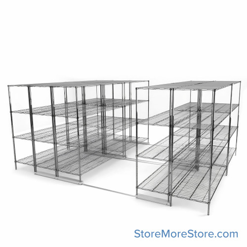 High Density Wire Shelving, 168" W x 132" D x 77" H, 8 Shelves, 24" Shelf Depth