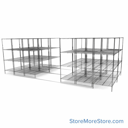 High Density Wire Shelving, 228" W x 96" D x 77" H, 8 Shelves, 30" Shelf Depth