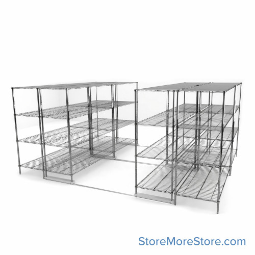 High Density Wire Shelving, 168" W x 132" D x 77" H, 8 Shelves, 30" Shelf Depth