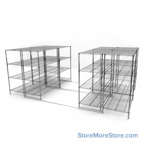 High Density Wire Shelving, 192" W x 108" D x 77" H, 8 Shelves, 36" Shelf Depth
