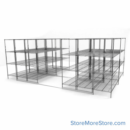 High Density Wire Shelving, 156" W x 120" D x 77" H, 8 Shelves, 18" Shelf Depth