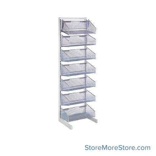 Wire Basket Shelving, 17.38" W x 12" D x 70" H, Starter Unit, Without Dust Shelf, Without Casters