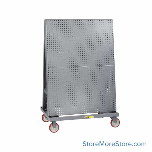 A-Frame Panel Cart, 48" W x 24" D, Two Sided Pegboard, 5" 2 Rigid & 2 Swivel Casters