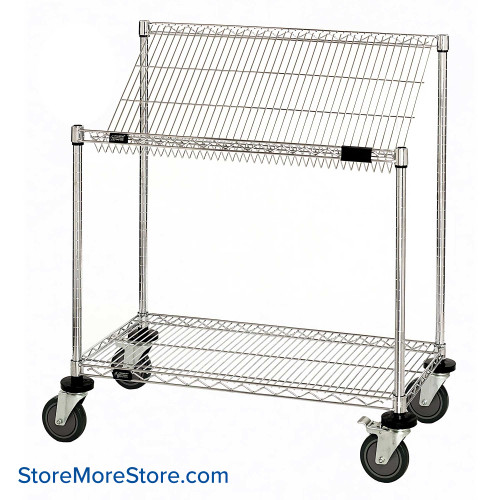 Slanted Wire Shelf Cart 48''W x 24''D x 40''H - M2448SL34C