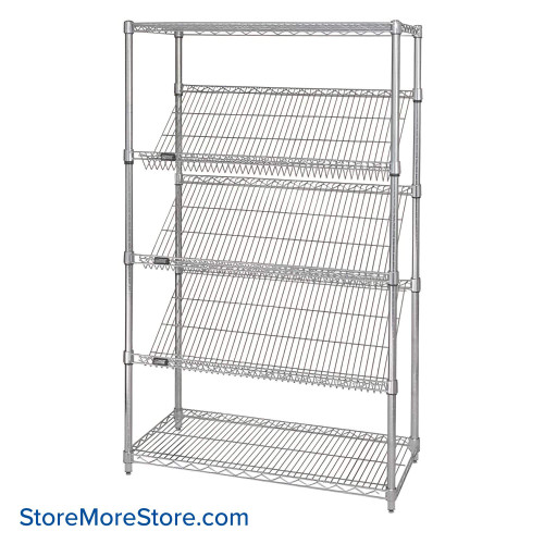 Sloped Wire Shelving 48''W x 24''D x 63''H - 2448SL6C-W