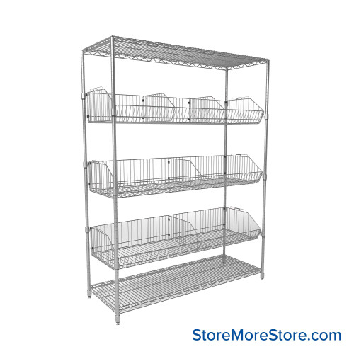 Wire Basket Storage Shelves, 36" W x 24" D x 63" H