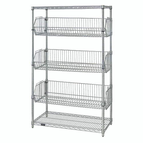 Wire Basket Storage Shelves, 48" W x 18" D x 63" H