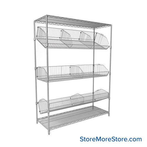 Wire Basket Storage Shelves 48''W x 24''D x 63''H - 2448BC6C