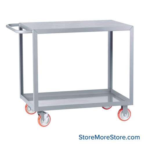 Mobile Picking Cart, 32" W x 18" D, 2 Shelves, Flush Top & 1.5" Bottom Shelf, 5" Polyurethane Casters, No Writing Shelf Mobile Picking Cart, 32" W x 18" D, 2 Shelves, Flush Top & 1.5" Bottom Shelf, 5" Polyurethane Casters, No Writing Shelf