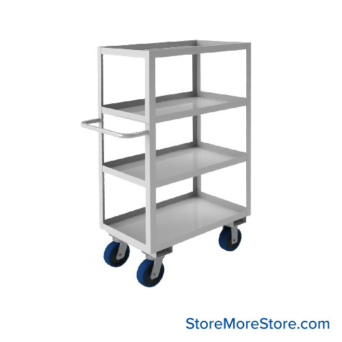Stainless Steel Cart, 48" W x 24" D x 53" H, 1.25" On All 4 Sides, 4 Shelves