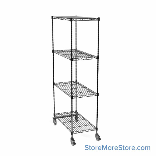 Pull Out Wire Shelving, 18" W x 36" D x 79" H, 36" Shelf Depth, 1 Total Unit, Black Epoxy