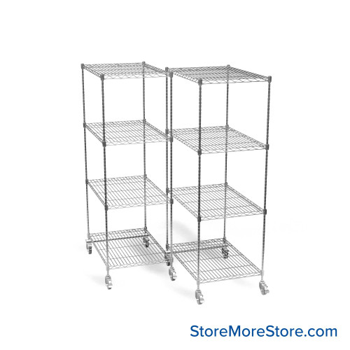 Pull Out Wire Shelving, 18" W x 72" D x 79" H, 36" Shelf Depth, 2 Total Units, Gray Epoxy
