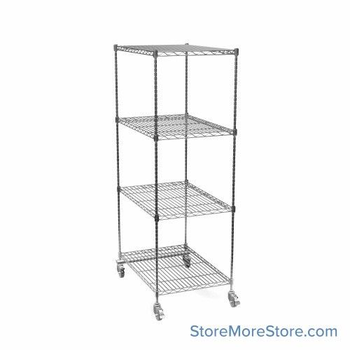 Pull Out Wire Shelving, 18" W x 48" D x 79" H, 36" Shelf Depth, 1 Total Unit, Gray Epoxy
