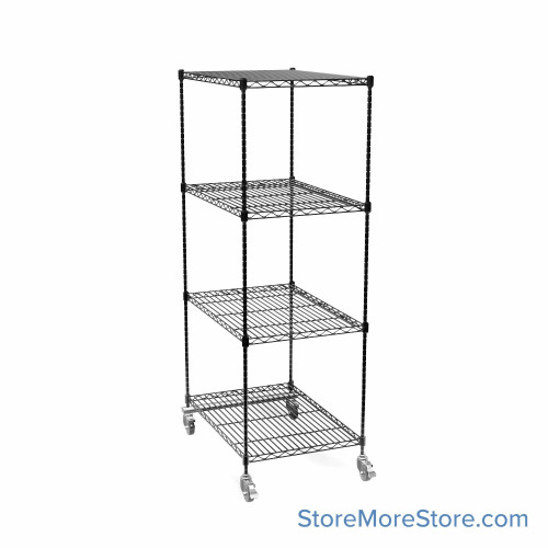 Pull Out Wire Shelving, 60" W x 48" D x 79" H, 36" Shelf Depth, 1 Total Unit, Black Epoxy, 3674-1