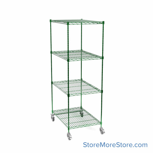 Pull Out Wire Shelving, 123" W x 48" D x 79" H, 36" Shelf Depth, 1 Total Unit, Green Epoxy, 3674-1