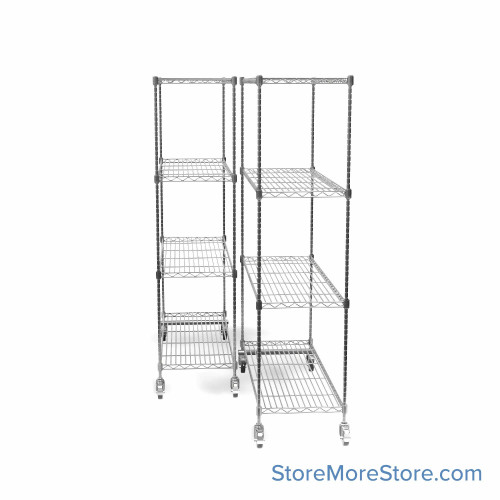 Pull Out Wire Shelving, 39" W x 60" D x 79" H, 48" Shelf Depth, 2 Total Units, Chrome