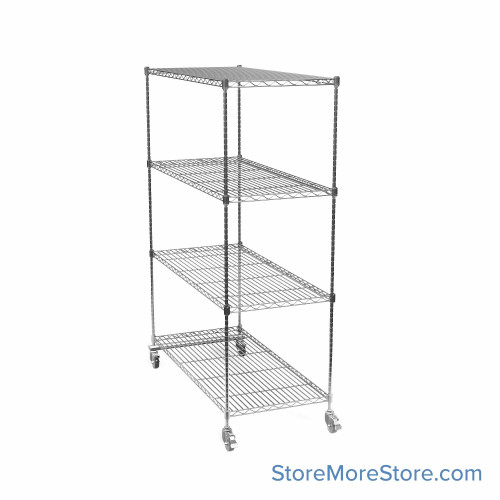 Pull Out Wire Shelving, 81" W x 48" D x 79" H, 48" Shelf Depth, 1 Total Unit, Chrome, 4886-1