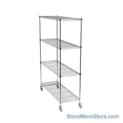 Pull Out Wire Shelving, 39" W x 36" D x 91" H, 60" Shelf Depth, 1 Total Unit, Chrome