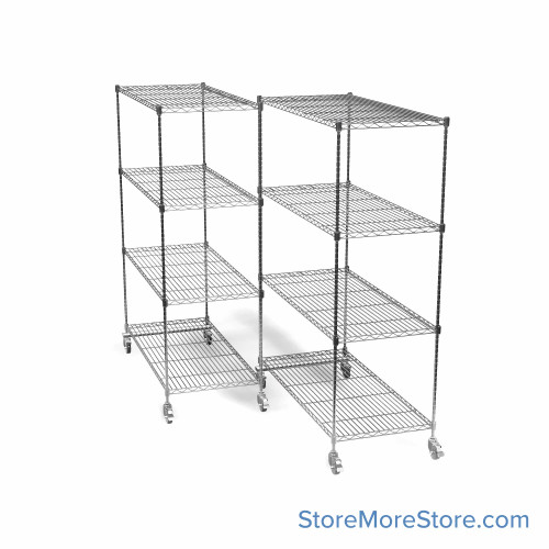 Pull Out Wire Shelving, 102" W x 72" D x 79" H, 48" Shelf Depth, 2 Total Units, Gray Epoxy, 4886-2
