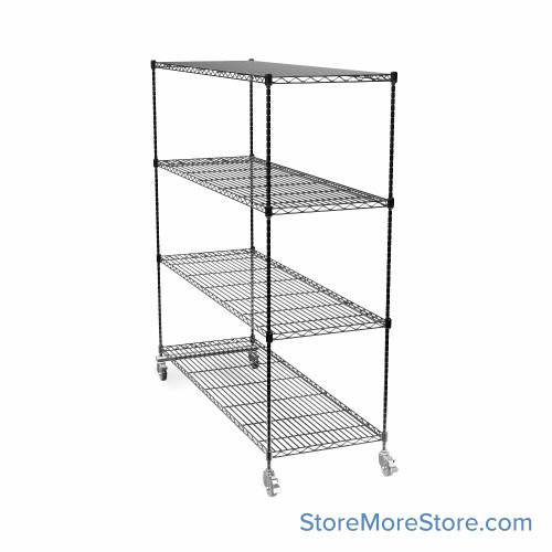 Pull Out Wire Shelving, 102" W x 36" D x 91" H, 72" Shelf Depth, 1 Total Unit, Black Epoxy