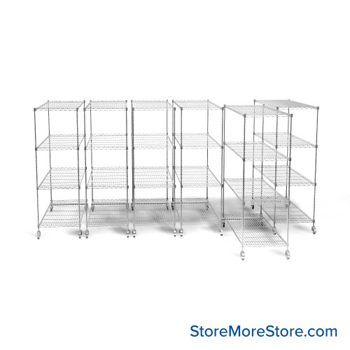 Pull Out Wire Shelving, 132" W x 72" D x 91" H, 72" Shelf Depth, 6 Total Units, Gray Epoxy, 7286-6