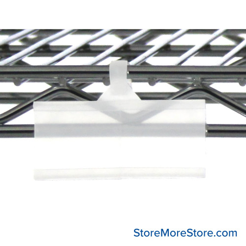 Wire Shelf Label Holders, 3" W x 0.1" D x 1.5" H, Clear, Clear