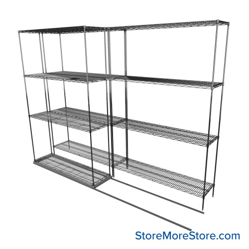 Sliding Wire Shelving, 102" W x 30" D x 78" H, 14" Shelf Depth, 1 Row, Chrome