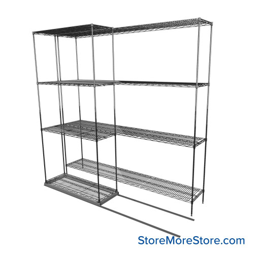 Sliding Wire Shelving, 78" W x 30" D x 78" H, 14" Shelf Depth, 1 Row, Chrome