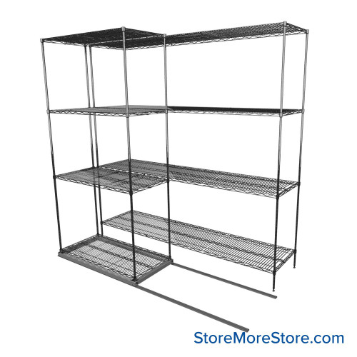 Sliding Wire Shelving, 78" W x 38" D x 78" H, 18" Shelf Depth, 1 Row, Chrome