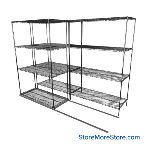 Sliding Wire Shelving, 102" W x 44" D x 78" H, 21" Shelf Depth, 1 Row, Corrosion Resistant Zinc