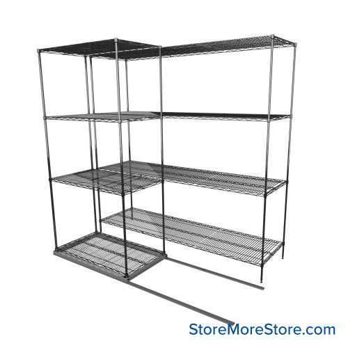 Sliding Wire Shelving, 78" W x 44" D x 78" H, 21" Shelf Depth, 1 Row, Corrosion Resistant Zinc