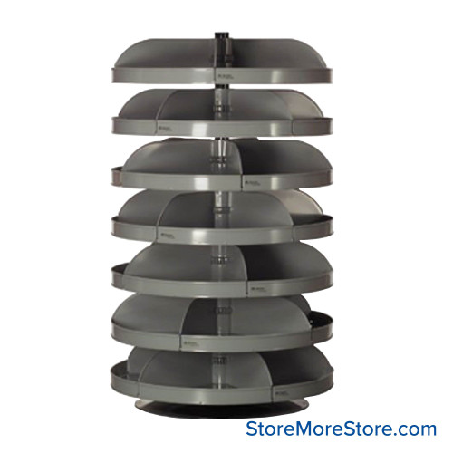 Rotating Hardware Bin, 34" W x 34" D x 57" H, 7 Revolving Shelves, 6 Compartments Per Shelf