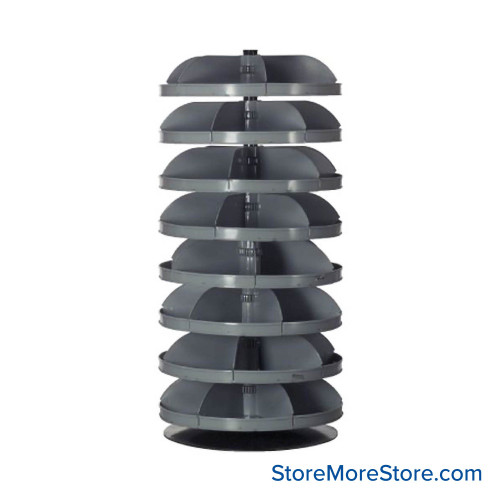 Rotating Hardware Bin, 28" W x 28" D x 52" H, 8 Revolving Shelves, 7 Compartments Per Shelf
