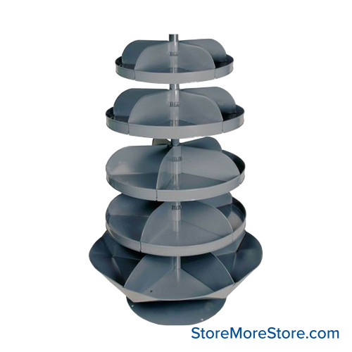 Rotating Hardware Bin, 44" W x 44" D x 65.75" H, 5 Revolving Shelves, 6, 5, 5 Compartments Per Shelf