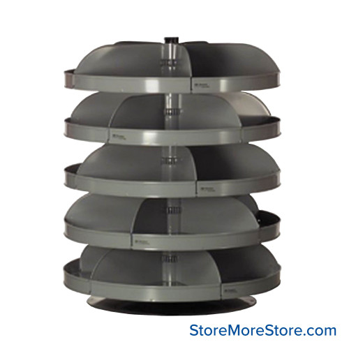 Rotating Hardware Bin, 34" W x 34" D x 42" H, 5 Revolving Shelves, 6 Compartments Per Shelf