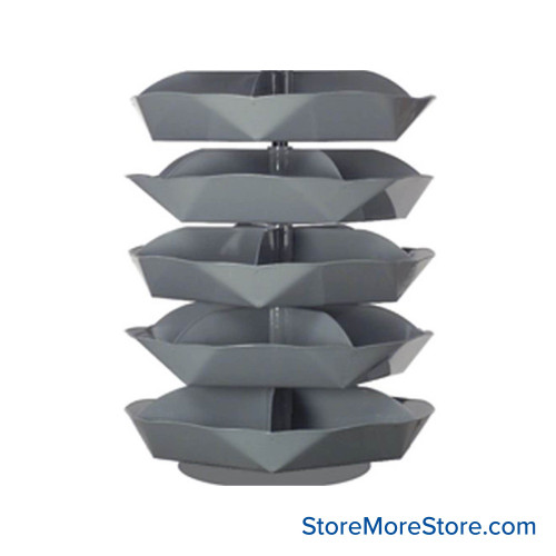Rotating Hardware Bin, 44" W x 44" D x 57" H, 5 Revolving Shelves, 5 Compartments Per Shelf