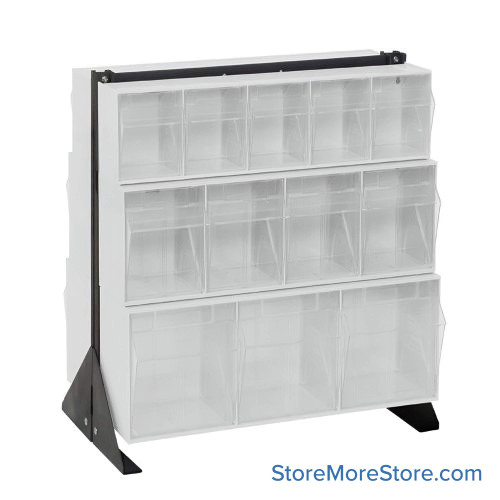 Hardware Bin Rack, 20.25" D x 33" H, 24 Bins, Includes Casters, White