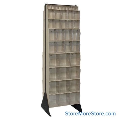 Hardware Bin Rack, 20.25" D x 75" H, 72 Bins, Without Casters, Ivory
