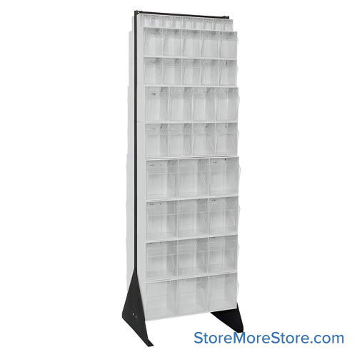 Hardware Bin Rack, 20.25" D x 75" H, 72 Bins, Without Casters, White