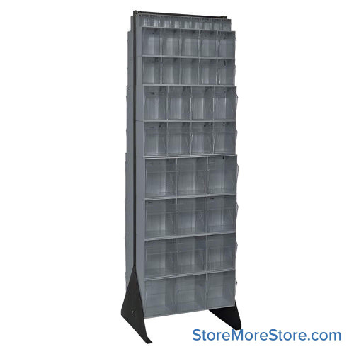 Hardware Bin Rack, 20.25" D x 80" H, 72 Bins, Includes Casters, Gray