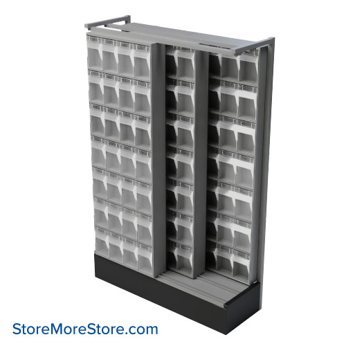 Sliding Storage Cabinets, 112 Tilt-Out Bins, Gray