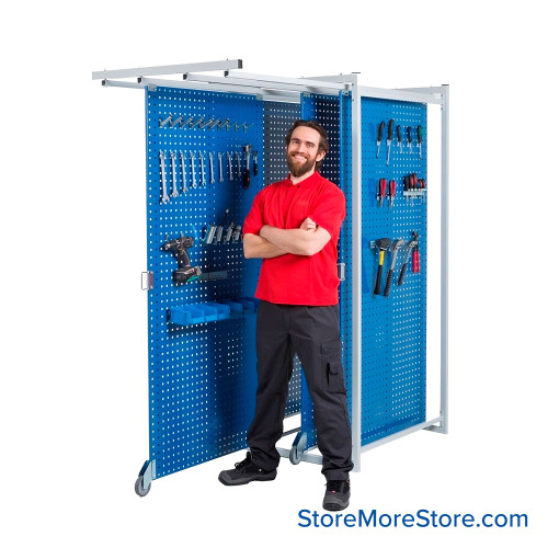 Pull Out Pegboard Storage Rack, 40.75" D, 6 Panel Complete Rack System