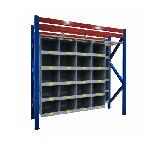 Pallet Rack Storage Bins, 108" W, 18"W x 12"D x 14.5"H - 80 Bins