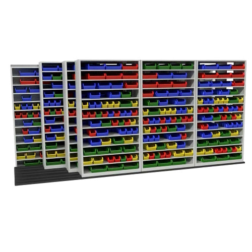 Mobile Bin Rack, 172" W x 68" D x 83.75" H