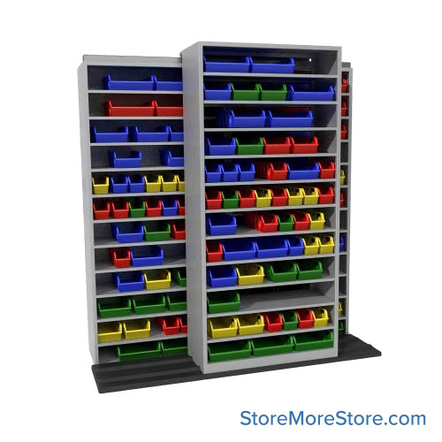 Mobile Bin Rack, 76" W x 40" D x 81.75" H
