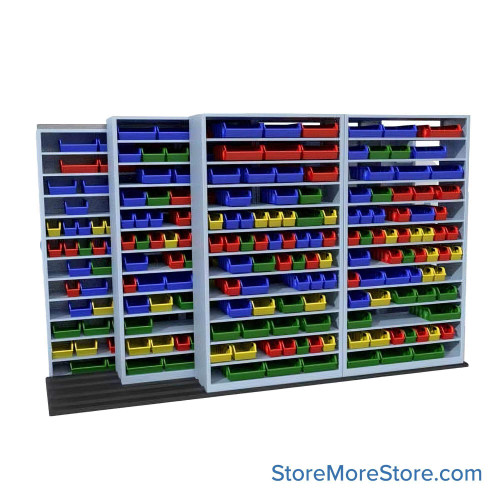 Mobile Bin Rack, 130" W x 51" D x 82.75" H