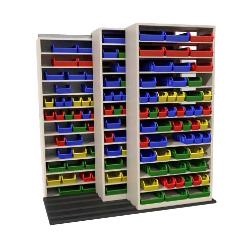 Mobile Bin Rack, 76" W x 60" D x 82.75" H