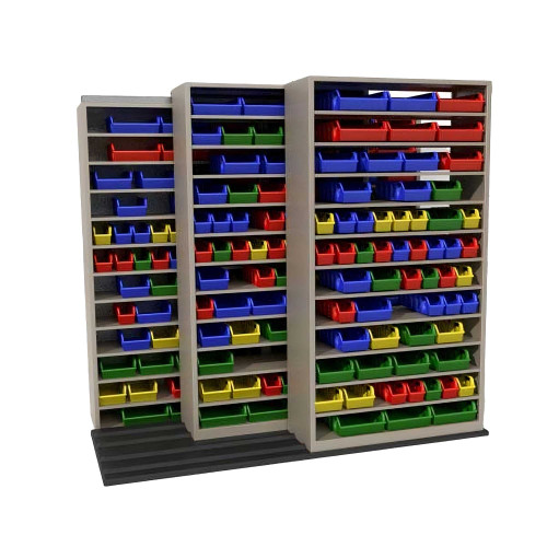 Mobile Bin Rack, 88" W x 51" D x 82.75" H