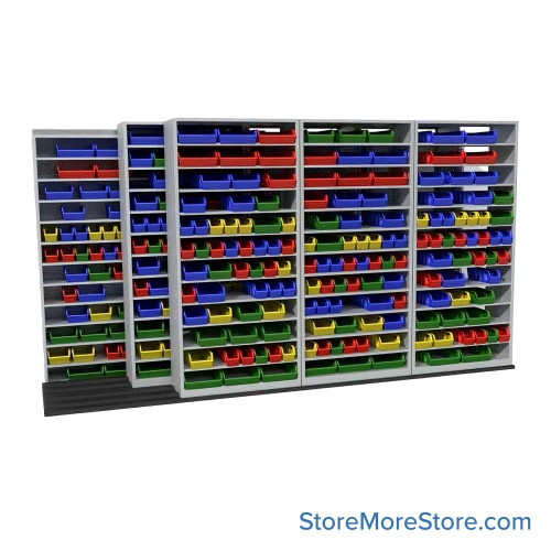 Mobile Bin Rack, 148" W x 60" D x 82.75" H