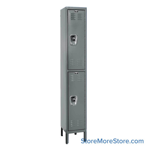 Metal Locker, 12'' W x 12'' D x 78'' H, 1 Column, 2 Tiers, Flat Top, Built-in Combination Lock